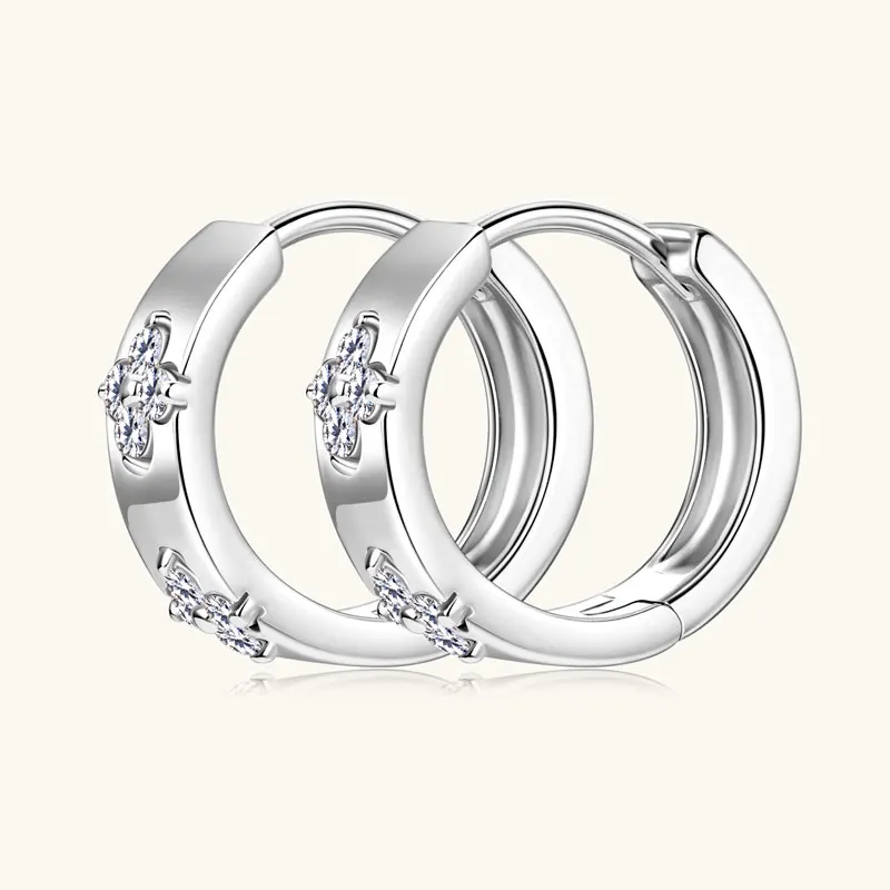 Silver Moissanite Hoop Earrings