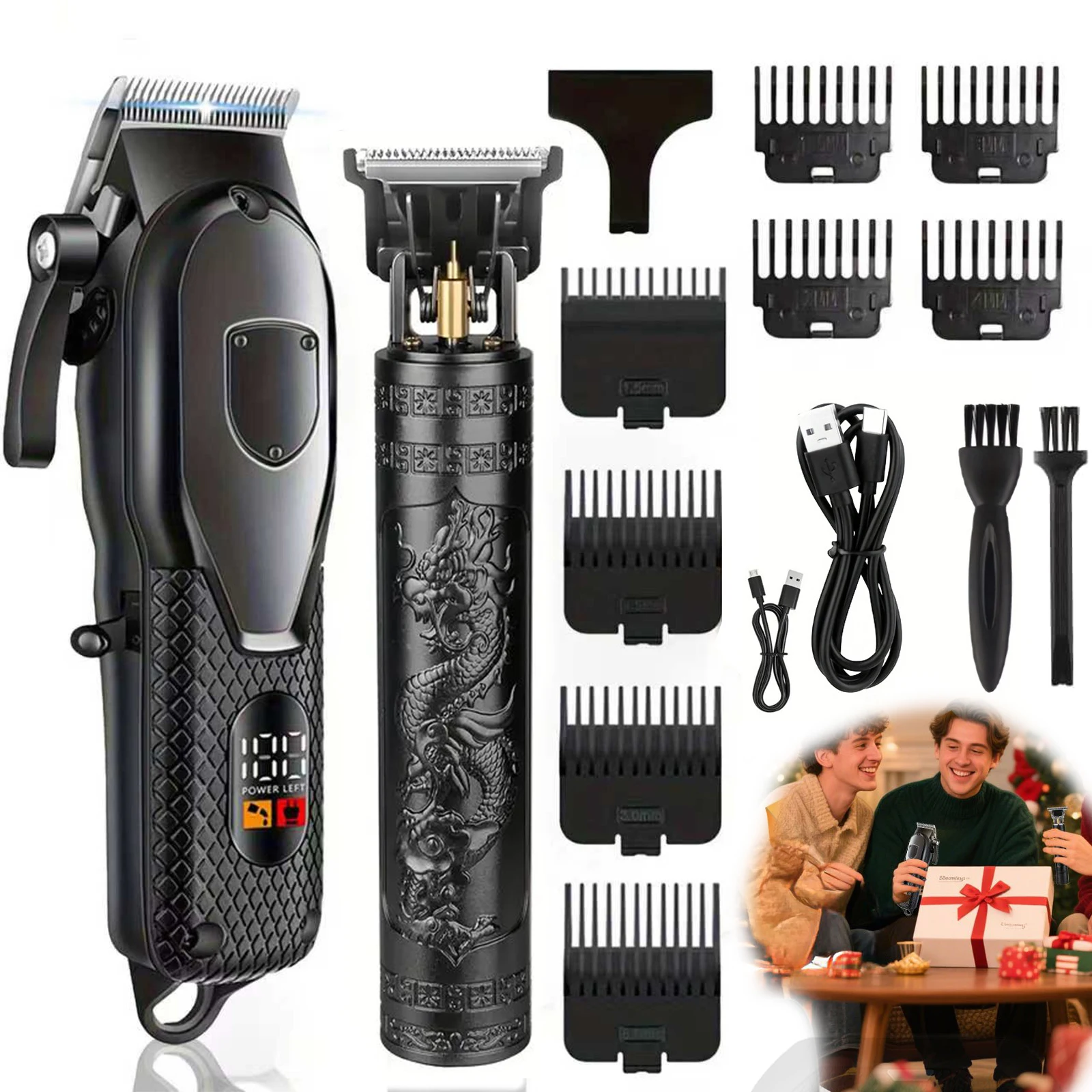 Hair Clippers Set for Men,  LED Display, Professional Cordless Hair Clipper Shaver Beard Trimmer Holiday Gift for Him