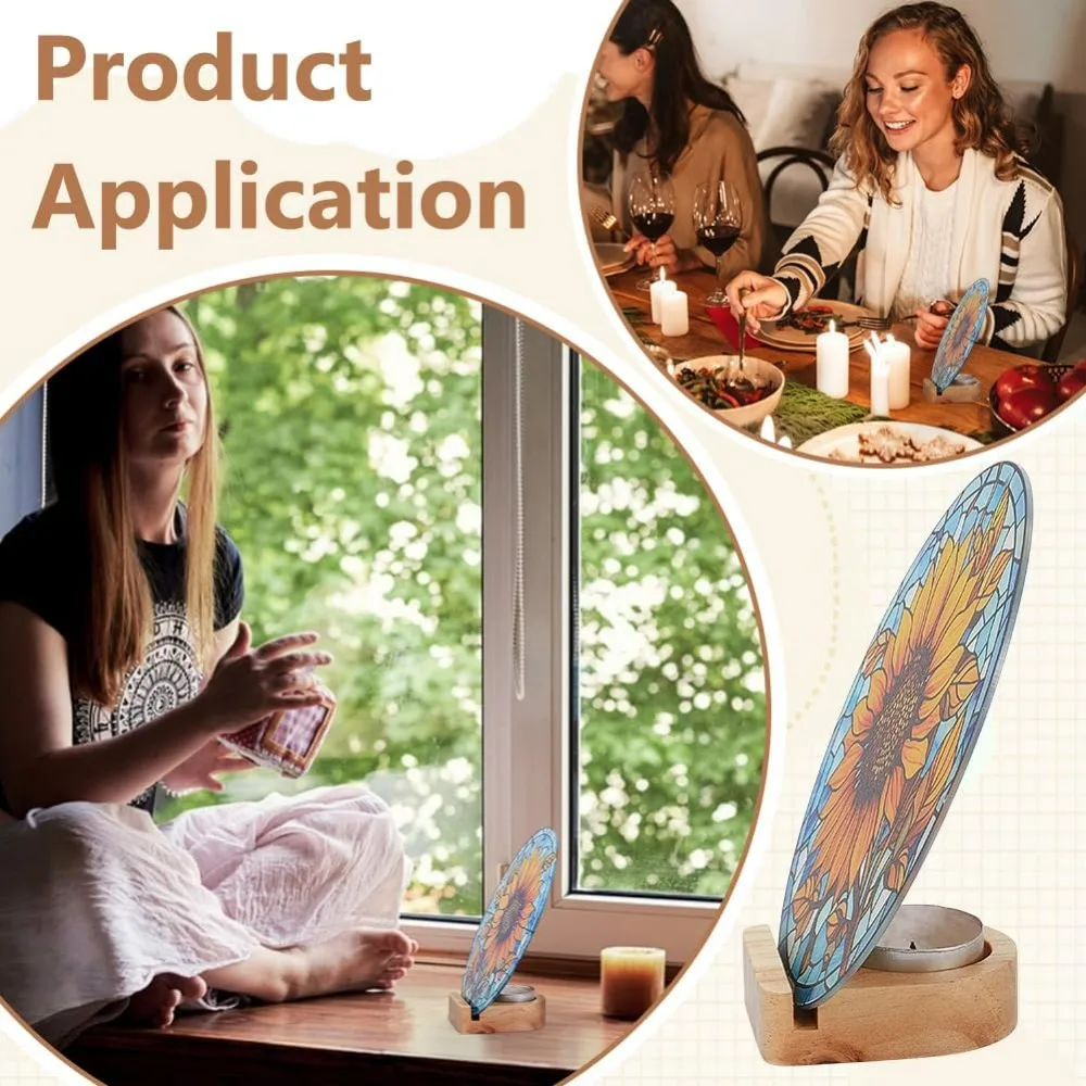 2 Pcs Wooden Glass Display Stands with Candle Holder 2.75x2.36 Inch Arch Wooden Pedestal Wood Base Stand for Glass Display Party