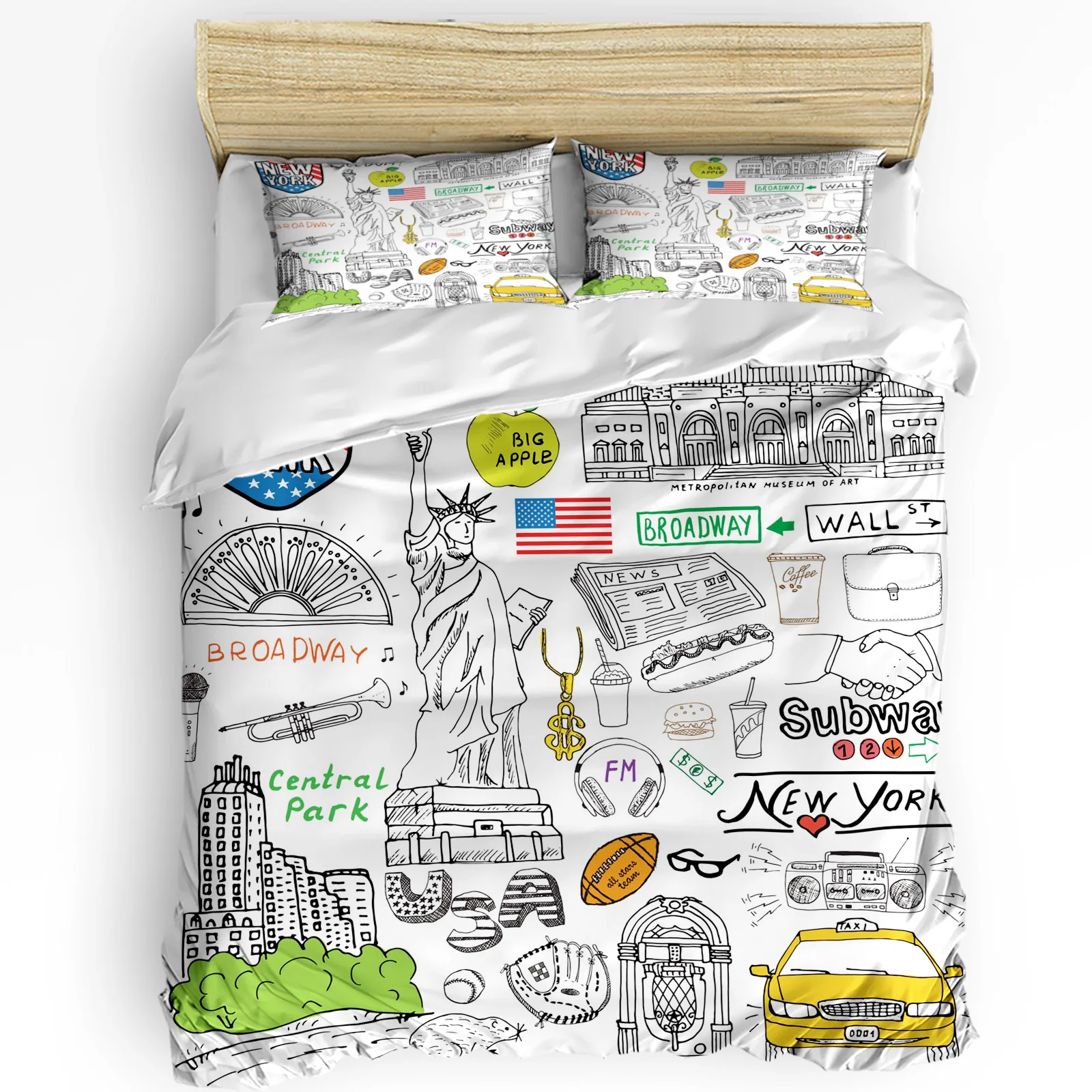 

New York City Element Bedding Set 3pcs Boys Girls Duvet Cover Pillowcase Kids Adult Quilt Cover Double Bed Set Home Textile