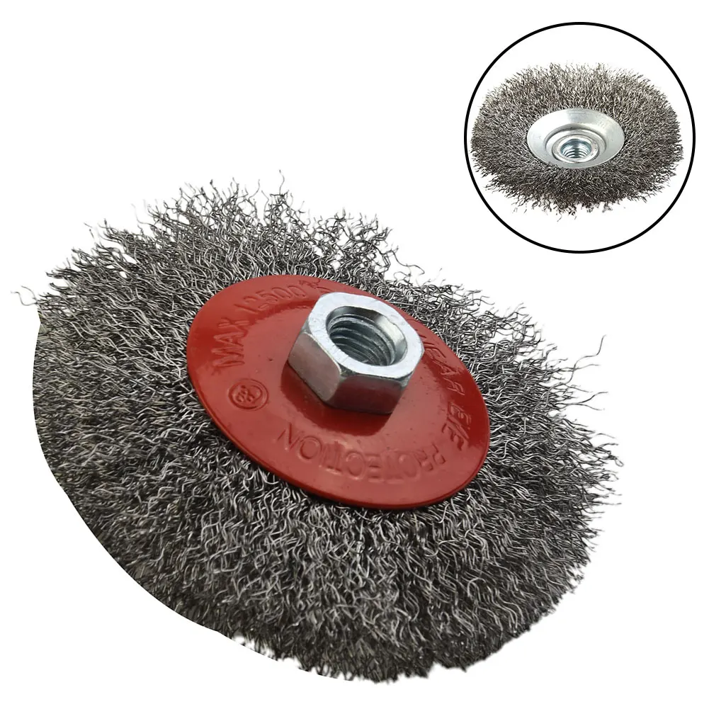 

100mm Stainless Steel Wire Bevel Brush M14x2 Female Thread / Max 12,500rpm Thread Rotary Wheel For Angle Grinder Cleaning Wood