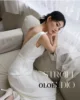 OLOEY Simple A Line Wedding Receipt Dresses Backless Scoop Neck Soft Satin Ankle Bridal Gowns Customized Formal Party Dress 4