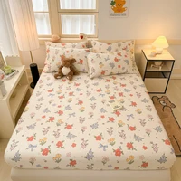 Single Item Bed Hat 100% Cotton Print Bedspread Double Mattress Cover 360 Degree Wrap with Elastic Sheet Set Skin Friendly 200 2