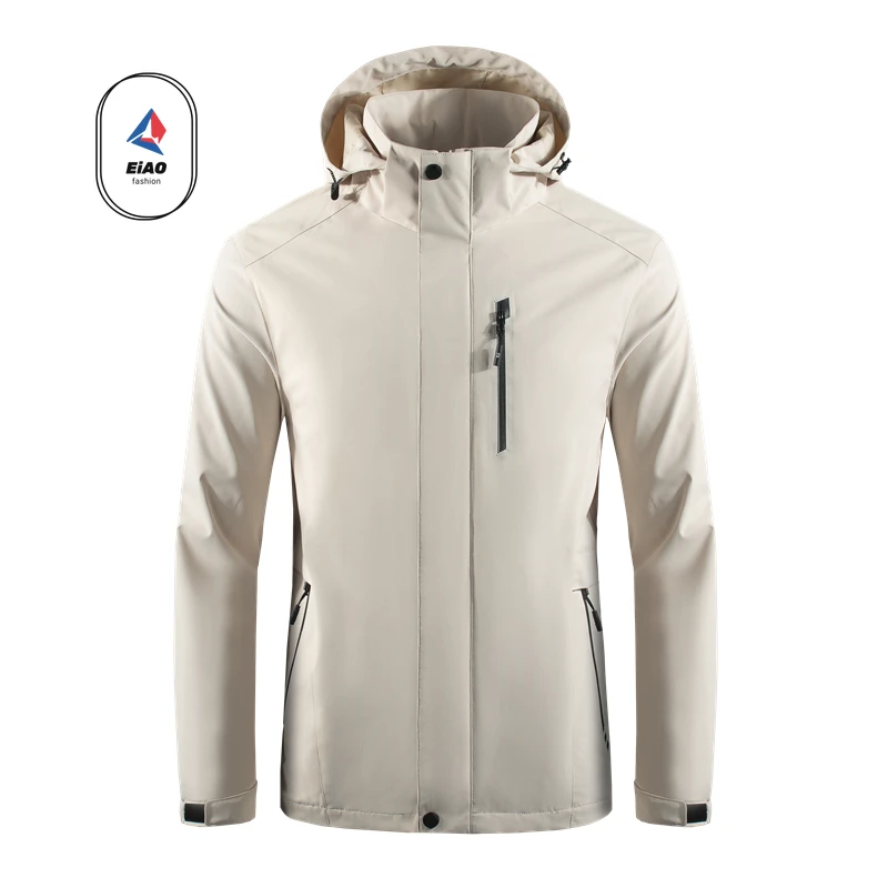 Spring  Autumn Jackets Casual Sports Detachable Hooded Workwear Outdoor Reflective  Wear-resistant Pockets Windproof Windbreaker