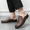 Elegant Men's Crocodile Print Half-Mule Dress Shoes Leather Loafers Perfect for Wedding Parties Daily Available in Black & Brown 3
