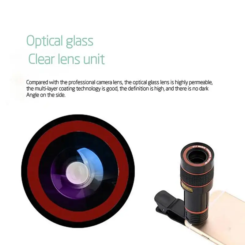 8X/12X Phone Camera Lens Universal Zoom Wide Angle Macro Fisheye Lens Telephoto Monocular for IPhone Samsung Smartphone
