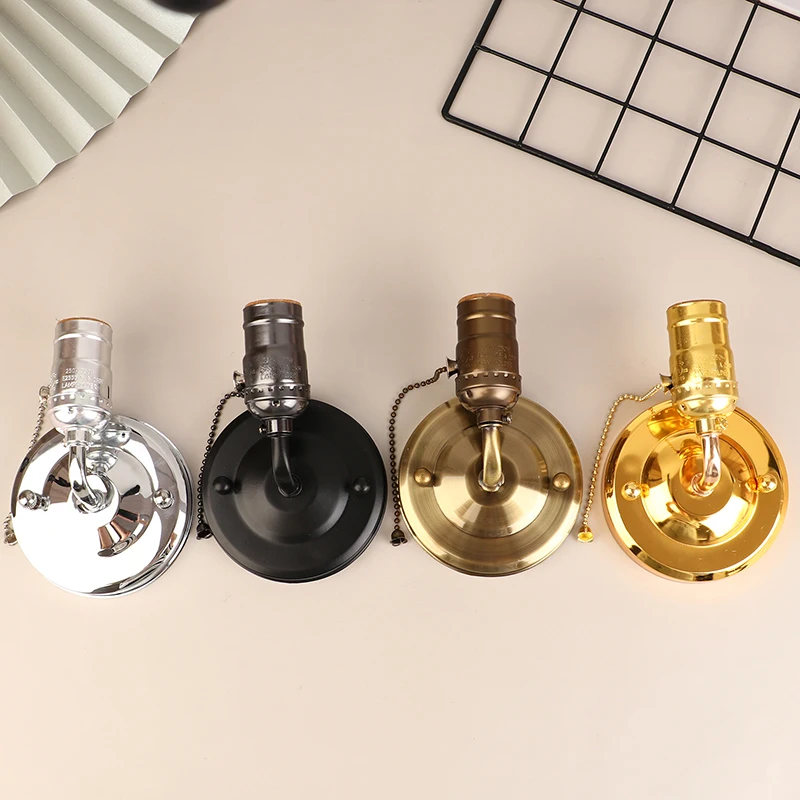 Description Picture 5 of itemPull Chain Switch Scones Led Wall Lights Chrome Loft Style Retro Vintage Iron Bedroom Wall Lamp Base Bedside Lampen Stair