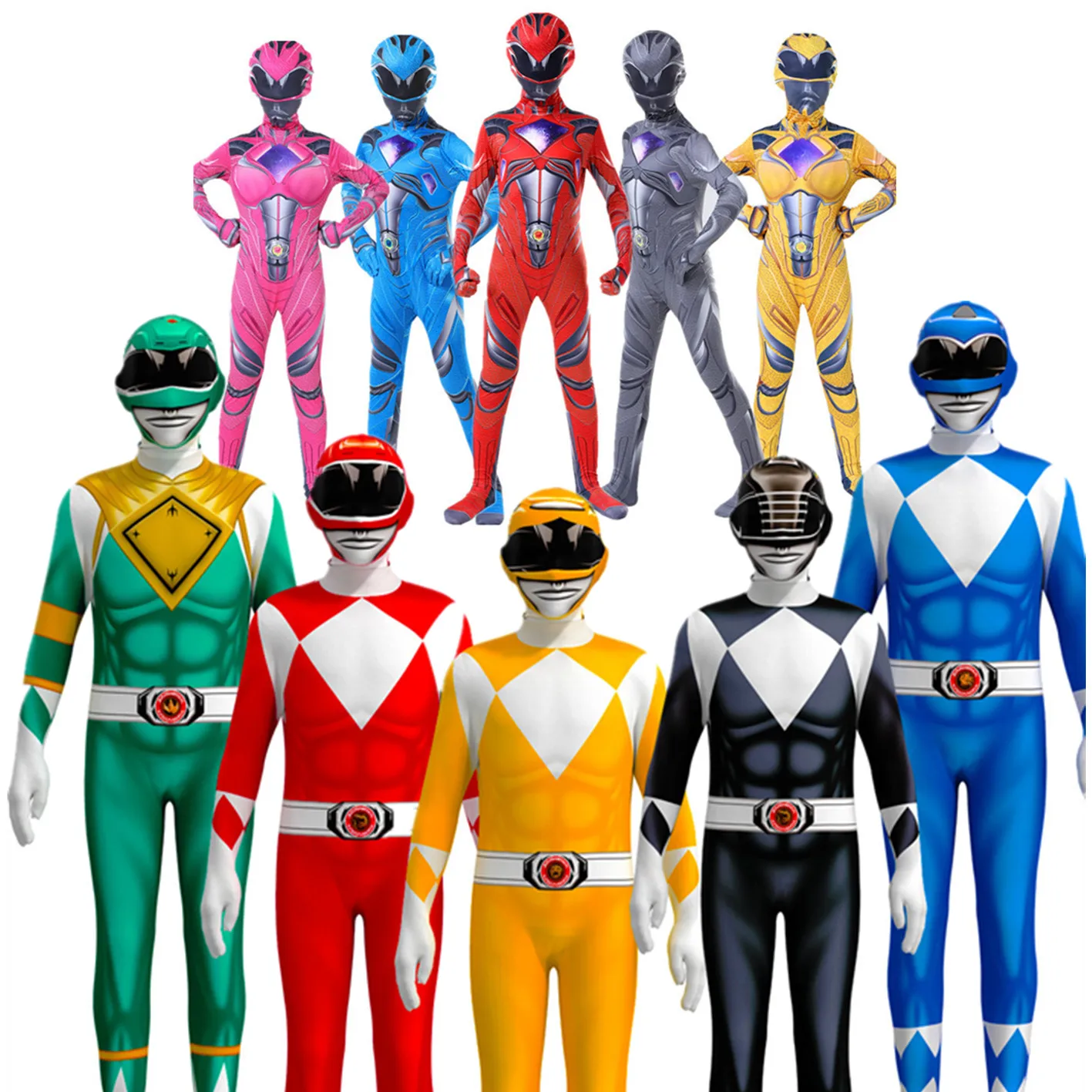 Adult Kids Power Morpher Superhero Samurai Sentai Shinkenger Rangers Cosplay Fantasia Costume Di Halloween Adolescente Uomo Ragazzo/Ragazze