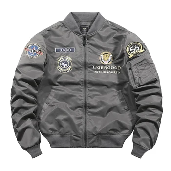 الخريف الرجال Bomber سترة الشتاء جديد سلاح الجو MA1 الطيار الستر النمر التطريز الأمريكية العصرية البيسبول سترة العمل سترة 2