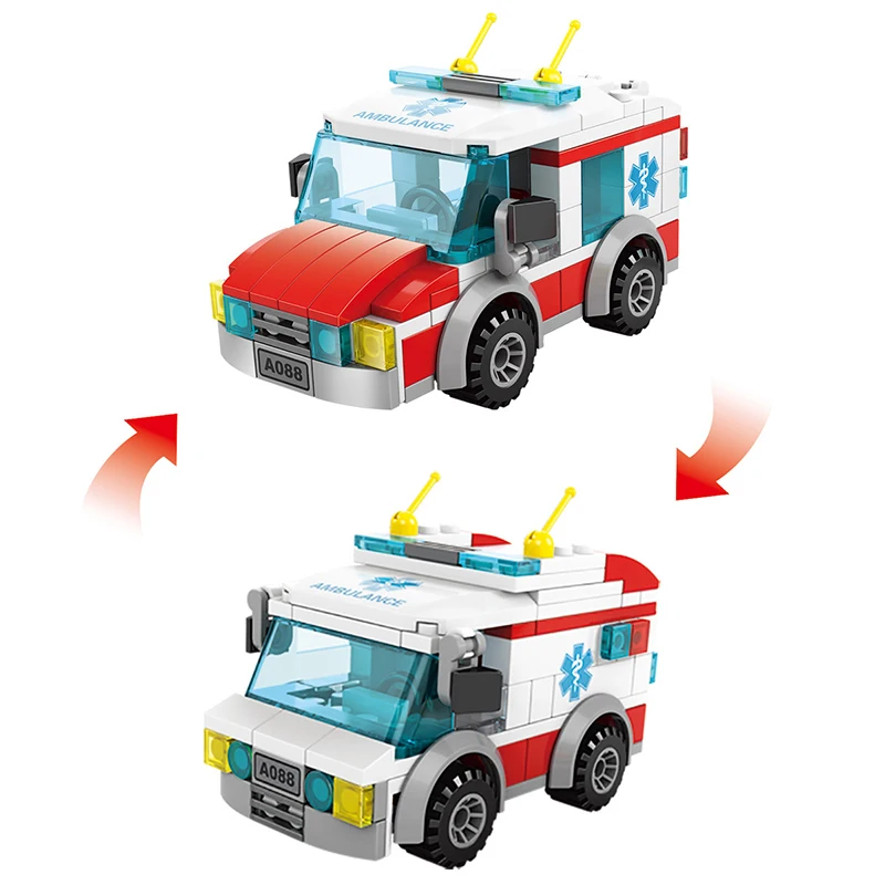 City Ambulance Car Medical Rescue Helicopter Assemble Aircraft DIY