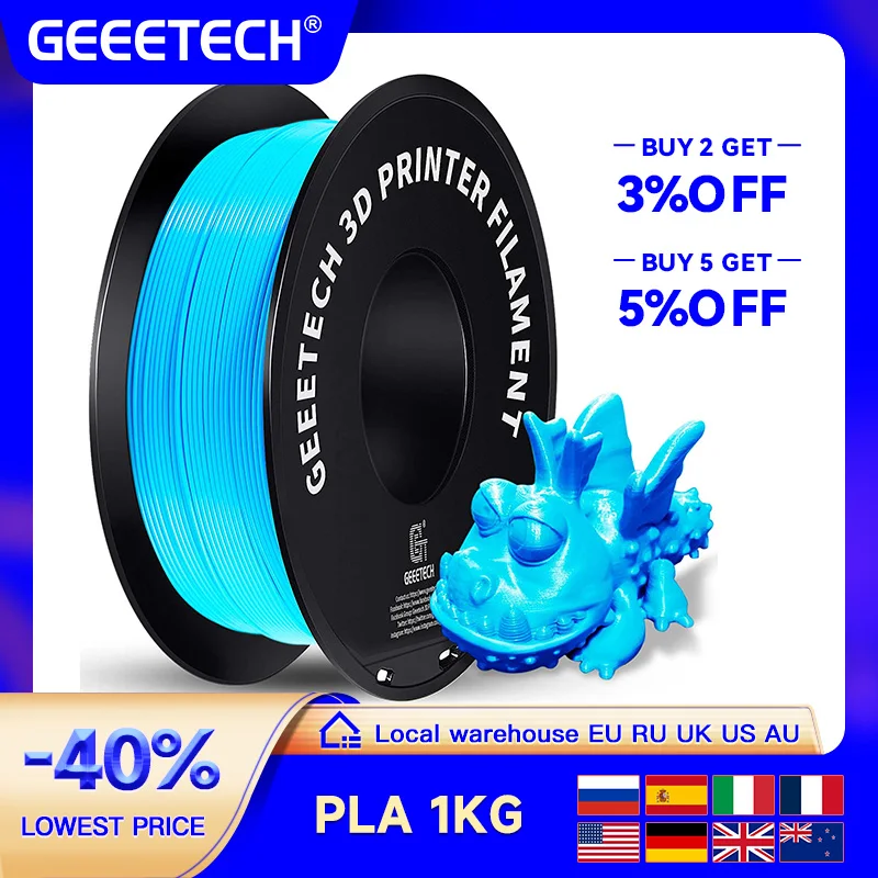 Geeetech стандартная нить PLA 1 кг 1,75 мм 3D принтер пластиковый материал, точность 0,03 мм, бесплатная доставка подходит для большинства FDM принтеров