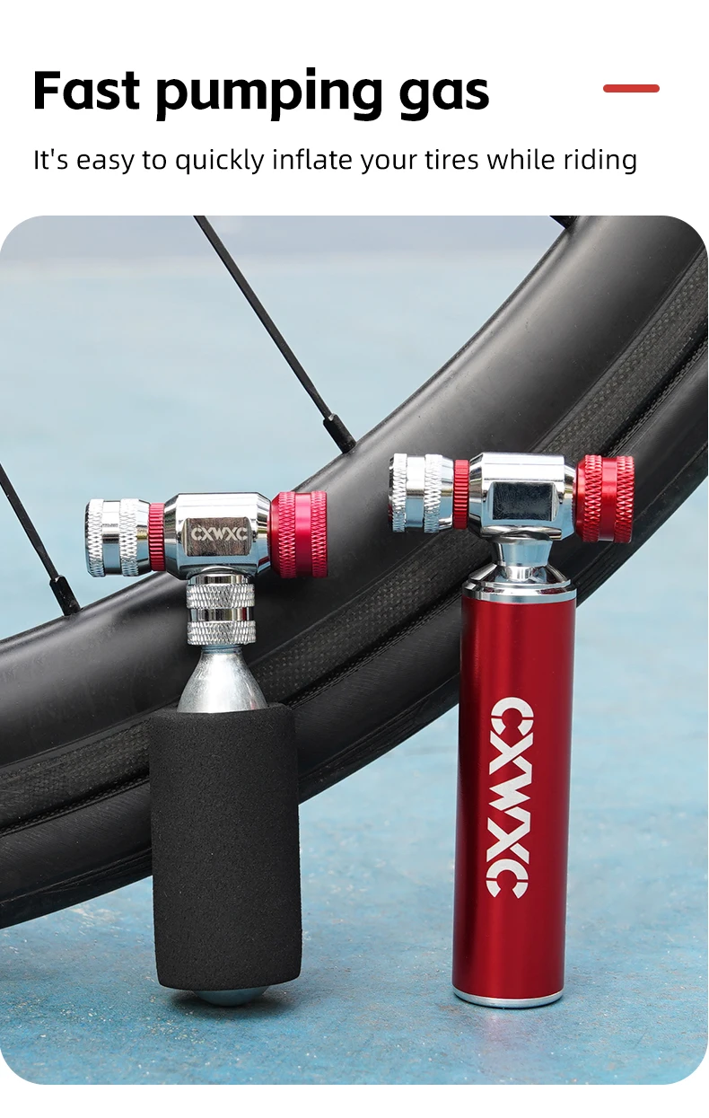 CXWXC Mini Fahrrad CO2-Inflator MTB Rennrad Reifenluftpumpe Tragbares AV/FV Universal Schnellpumpwerkzeug Aluminiumlegierung CO2-Pumpe – Detail 6