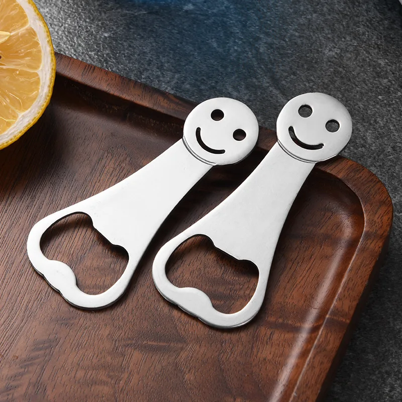 Metal Smiling Face Beer Bottle Opener Stainless Steel Bottle Cap Opener Kitchen Accessories bottle opener kitchen tools
