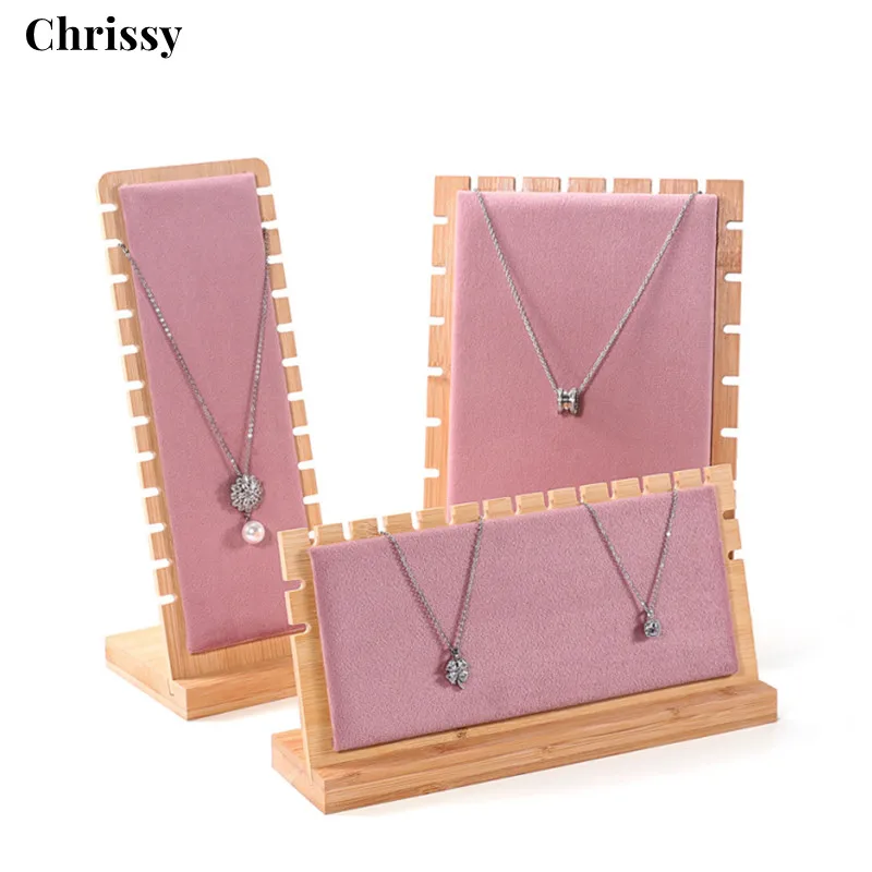 

Bamboo Jewelry Display Stand Necklace Tabletop Display Boards Ring Display Holder Jewelry Storage Tray for Show