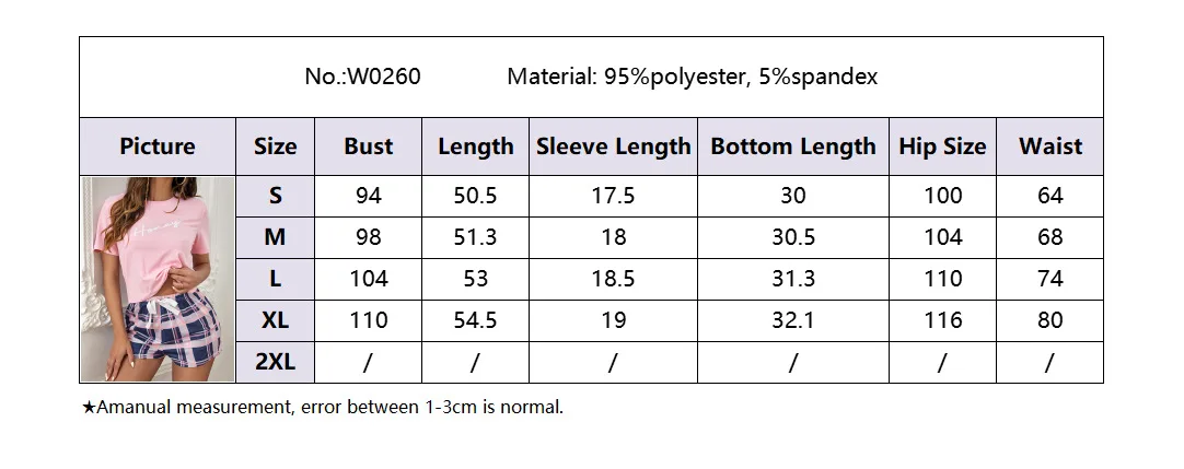Zweiteilige Sommer briefe Homewear Druck Plaid Shorts T-Shirt Bogen europäischen und amerikanischen Pyjama Anzug Damen Homewear – Detail 1
