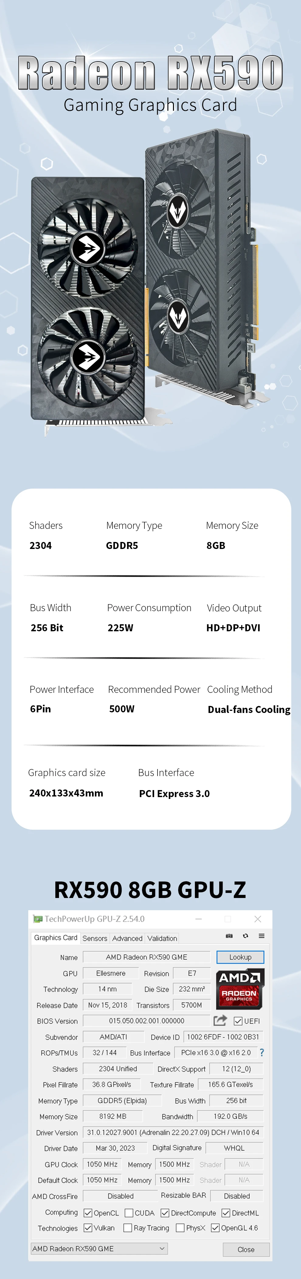 Placa de Vídeo AMD Radeon RX 590