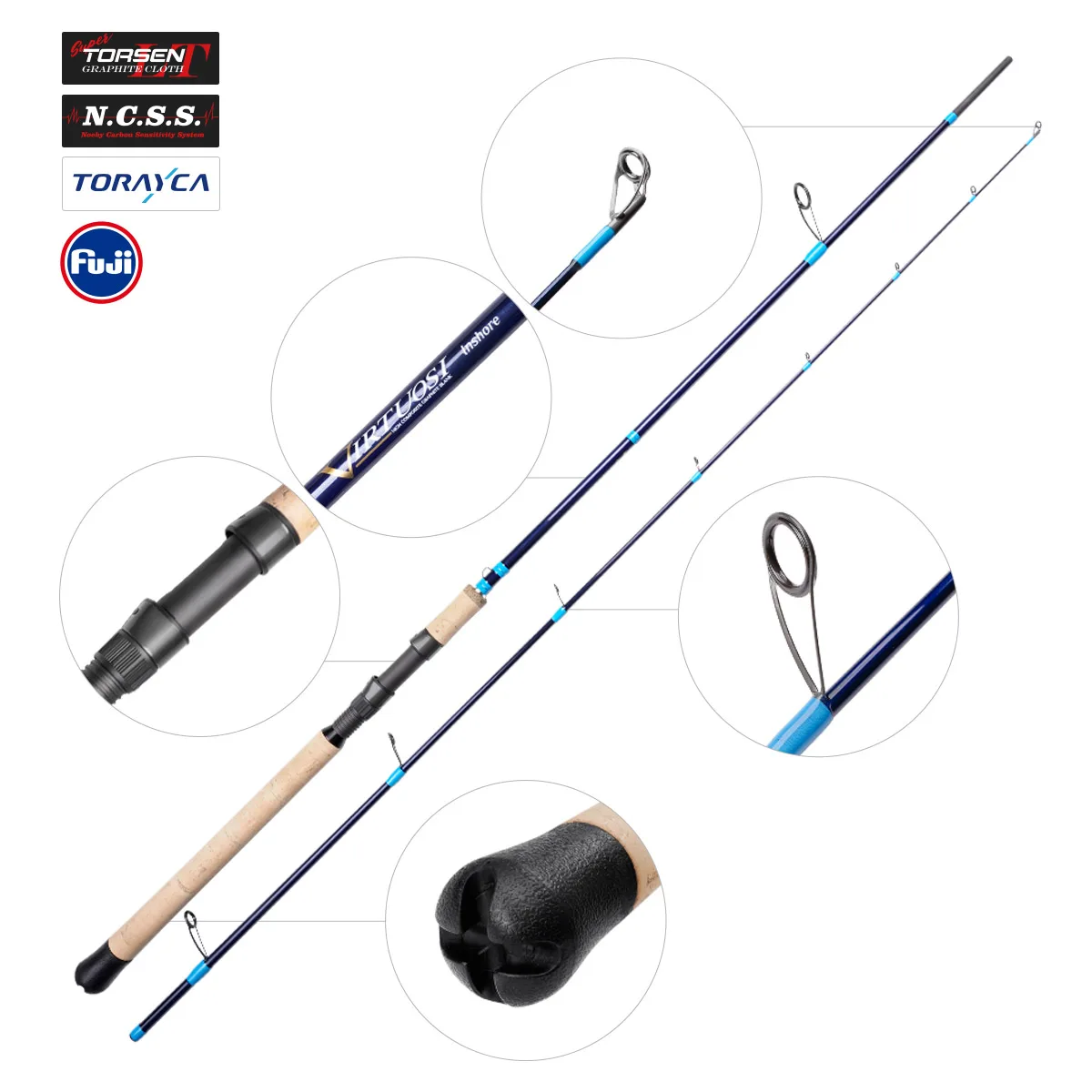 Noeby Virtuosi-Inshore Fishing Rod, Carbon Spinning Rod, Sea Boat