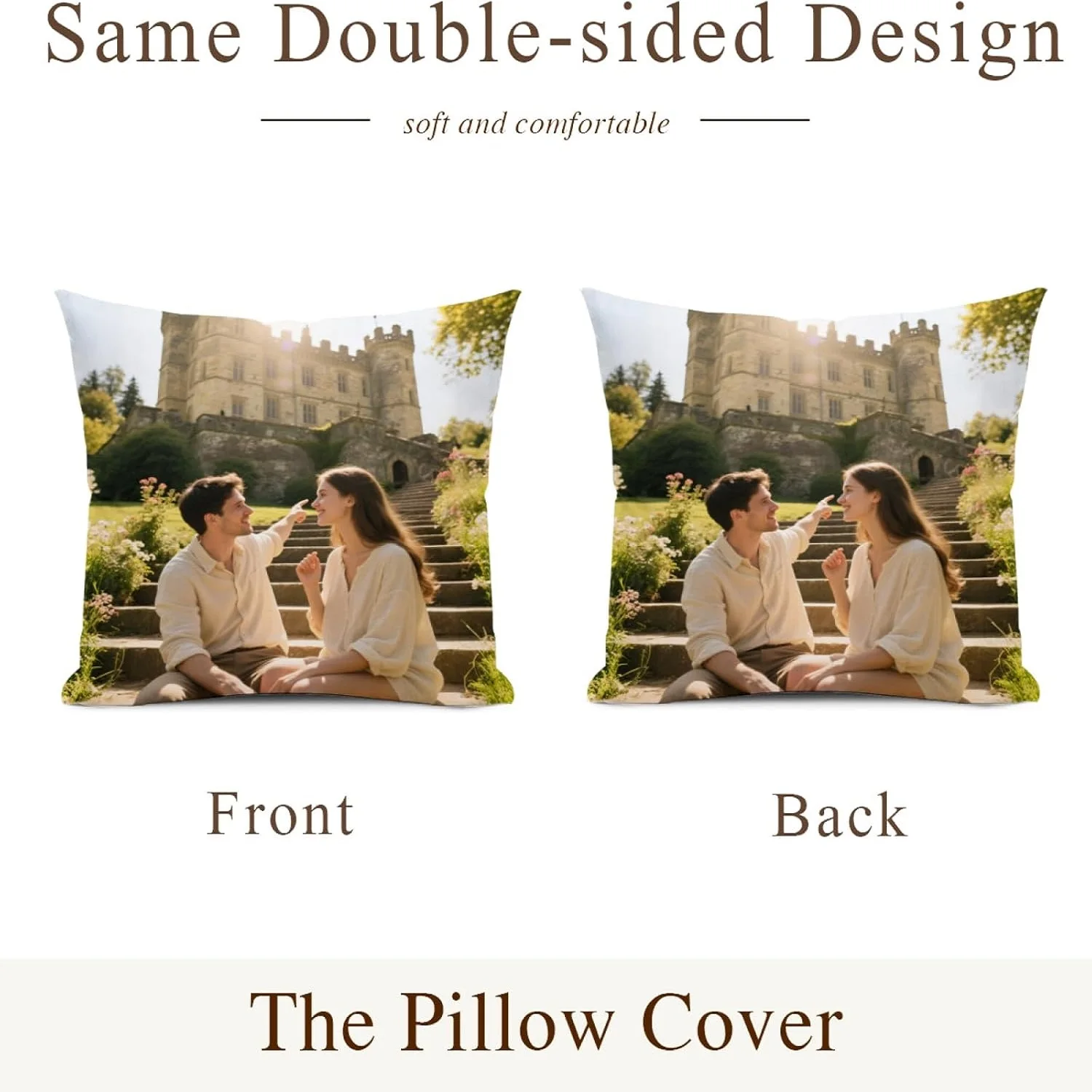 Personalized Photo & Text Decorative Pillow Cover