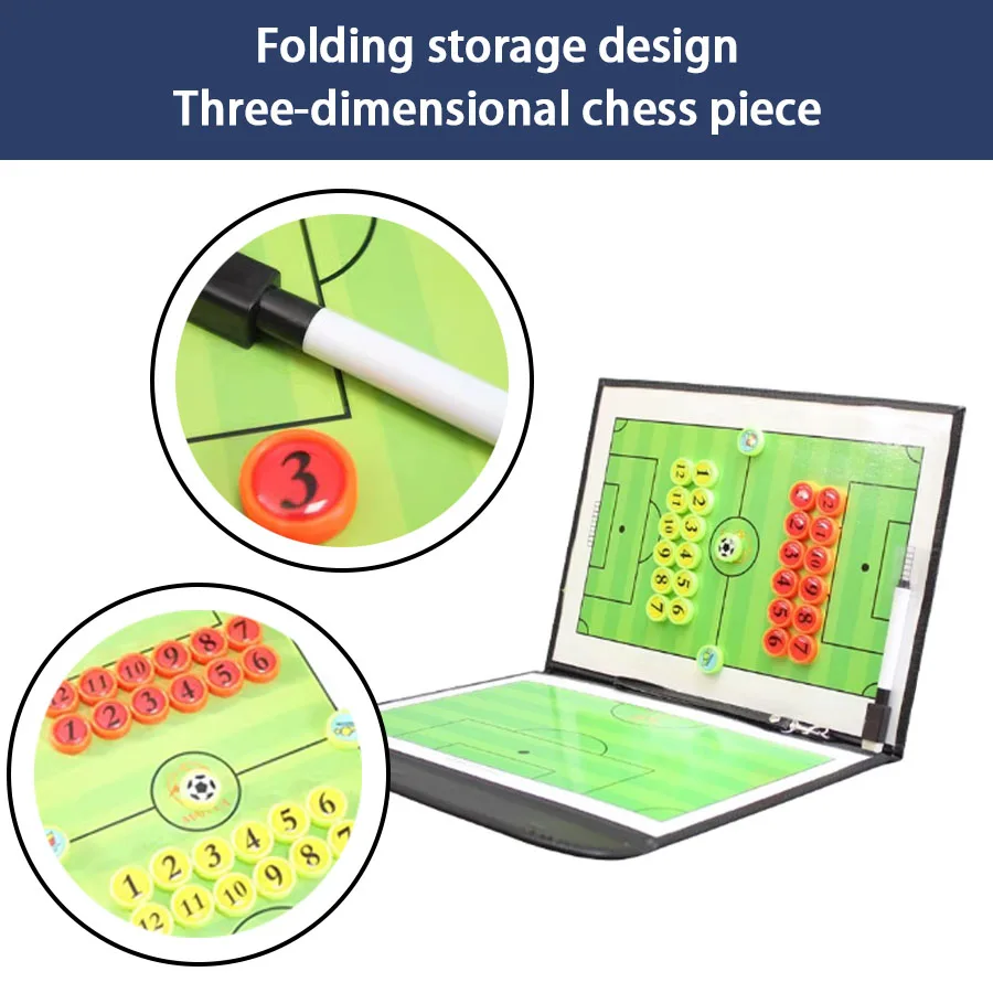 Portable Magnetic Soccer Coach Tactics Board Strategy Game Coaching Clipboard Kit with Dry Erase Marker and Magnets Universal soccer tactical board