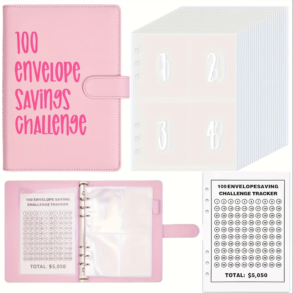 100 Envelopes Money Saving Challenge Budget Binder Password Lock Money Saver For Cash Cost Expense Organizer Notebook Binder budget binder notebook budget binder savings binder