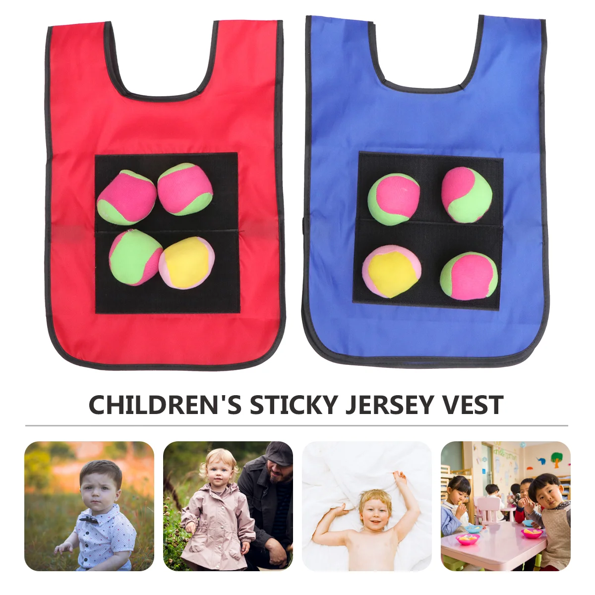 12pcs Children Sticky Ball Vest Sticky Jersey Vest Game Props Sticky Ball Vest for Kids sticky vest for ball 5