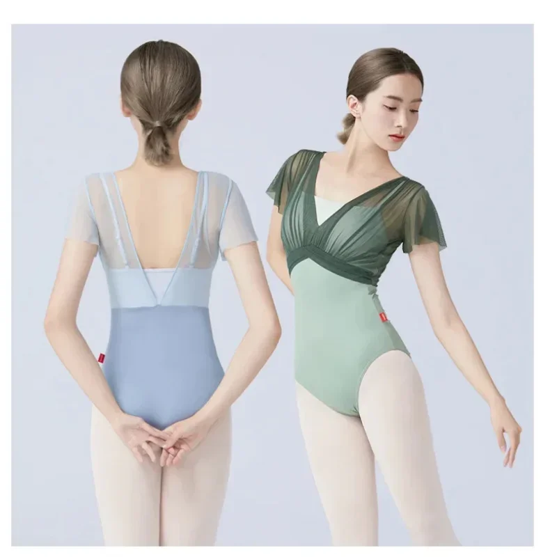 

Ballet Leotards For Women Adult Backless Ruffle Sleeve Mesh Lace Dance Costume Gym Yoga Swimwear Gymnastitic Leotard Bodysuit