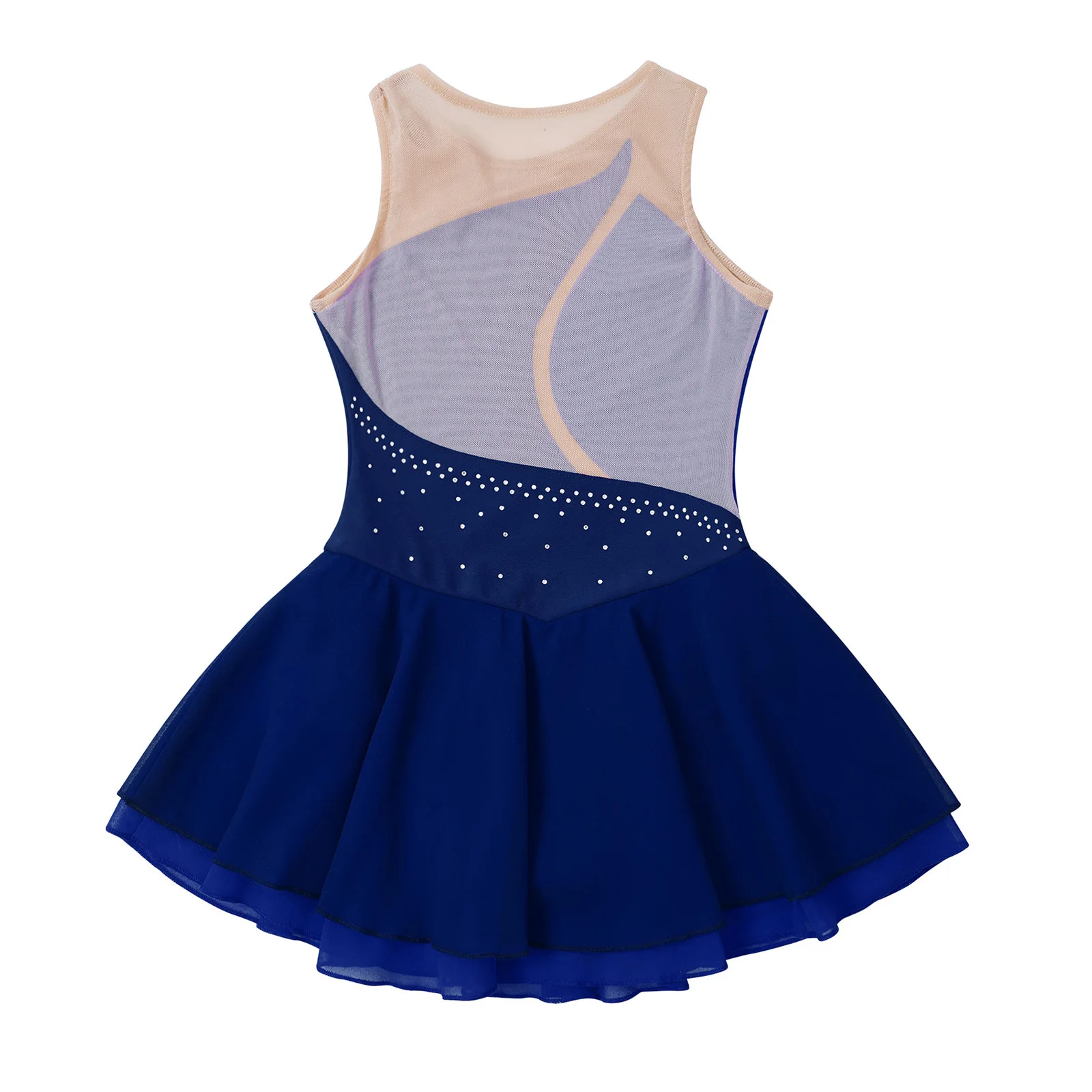 Ballet Leotard Dance Leotard Girls Dance Costumes Kids Shiny Rhinestone Mesh Splice Ballet Gymnastics Leotard Girls Figure Skating Dress Child Contemporary Lyrical Dance Costumes