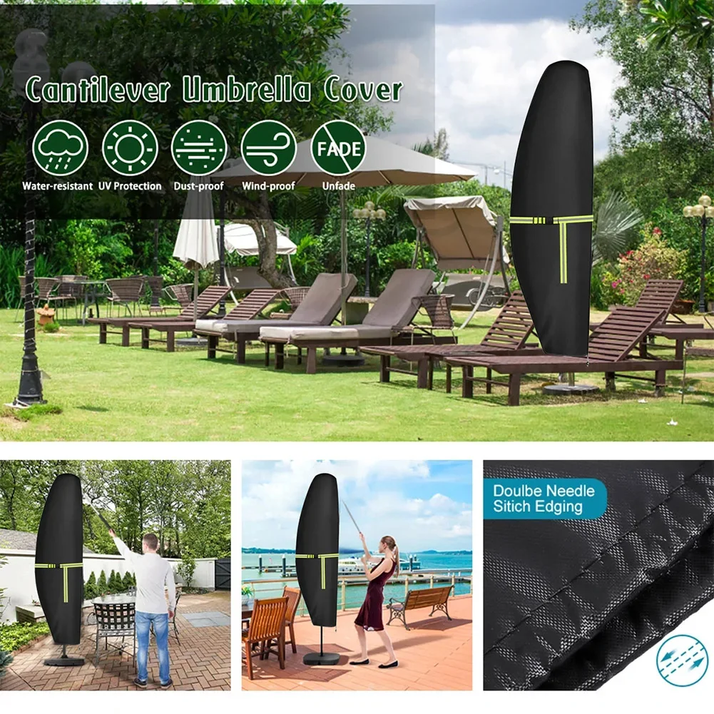 Garden Parasol Covers Patio Umbrella Cover Waterproof Anti-UV Upgraded Tear-Resistant Large Cantilever Parasol Cloth