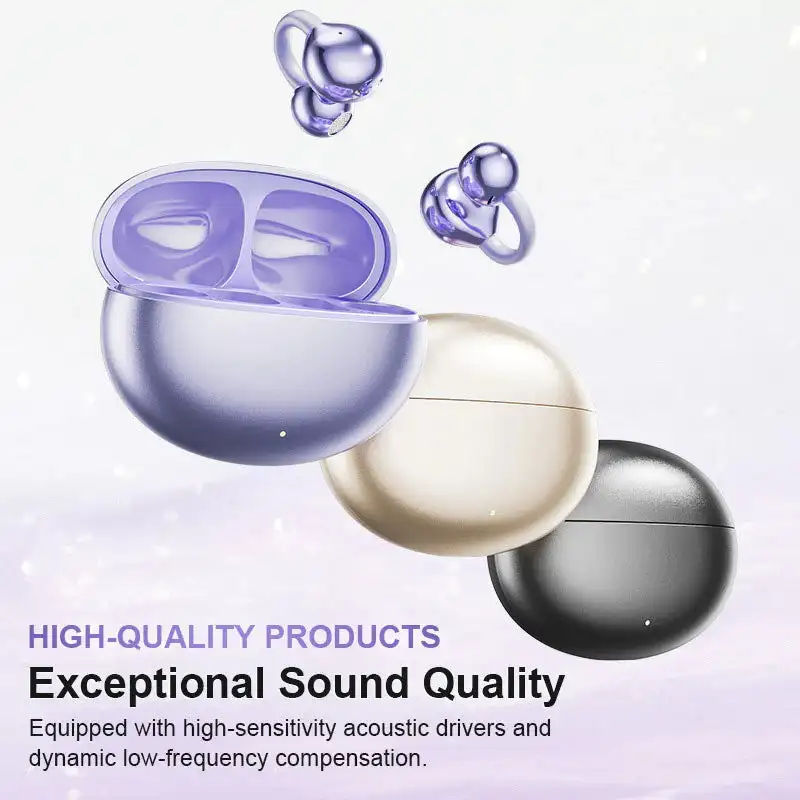 Lightweight Open Ear Clip Bluetooth Headphones Bluetooth 5.4 Noise Cancelling Earphone DUAL DEVICE CONNECTIVITY For Android iOS