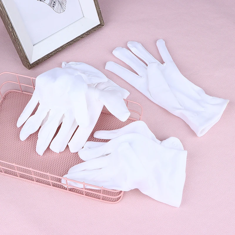 

Белые хлопковые рабочие перчатки для осмотра для женщин и мужчин, бытовые перчатки, ювелирные изделия для монет, легкие перчатки