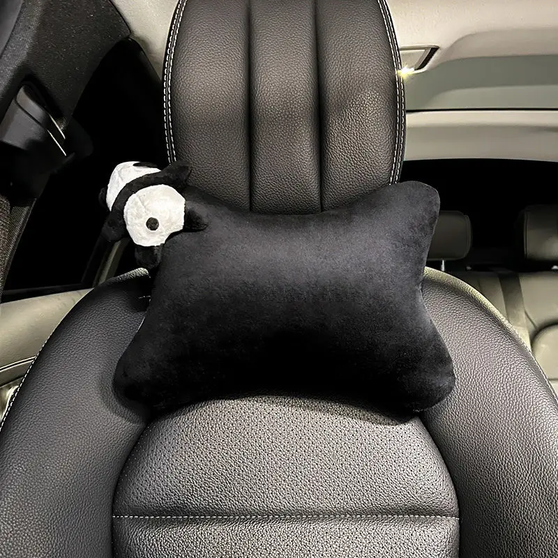 Car Pillow Car Headrest Car Headrest Cartoon Cute Creative Panda Decorative Supplies Universal Plush Neck Protection Car Accessories Interior