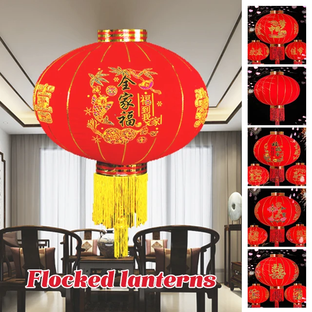 Pelyhes Ruhák Piros Lámpás Kínai Újévi Ajtó Függő Lámpák Tavaszi Fesztivál Utcai Medálok Hagyományos Otthoni Dekoráció - Image 6