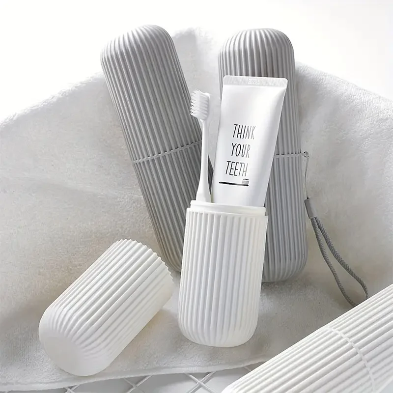Portable Travel Toothbrush Case With Mouthwash Cup For Bathroom_voghion.com