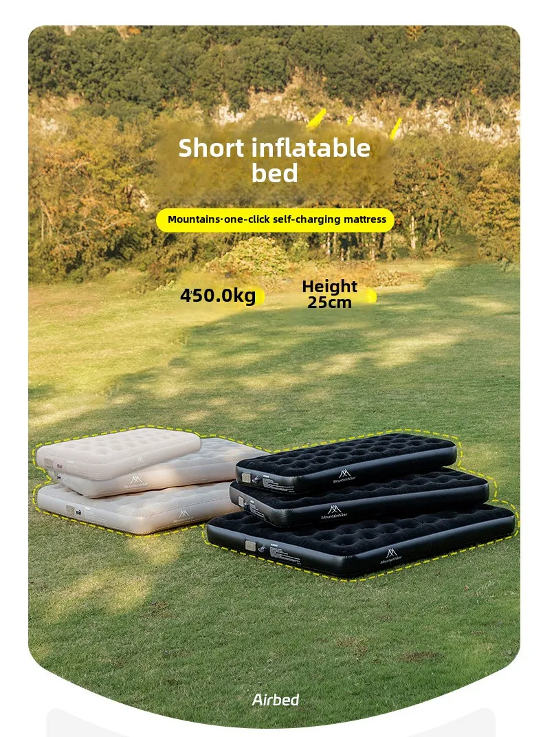 MOUNTAINHIKER Aufblasbare Luftmatratze für Glamping, PVC-Schlafmatte für 1/3 Personen, Campingbettmatte mit integrierter Pumpe – Detail 11