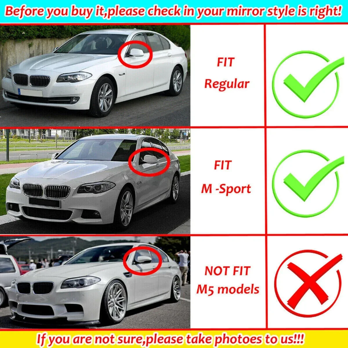 LHD BMW 5 시리즈 F10 F11 2010 2011 2012 2013 자동차 백미러 사이드 미러 커버 윙 캡 외부 도어 하우징 쉘 트림 프레임