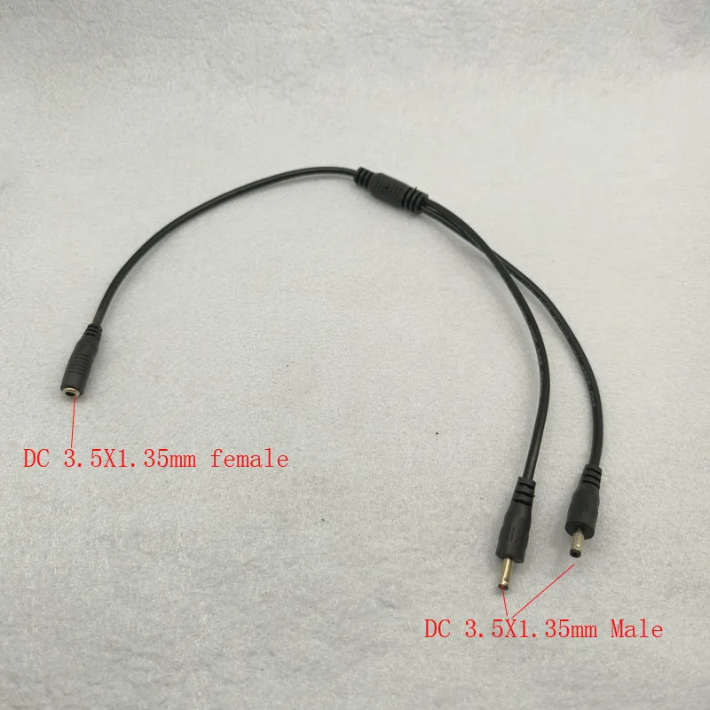 DC 3.5x1.35mm 1 to 2 Power Splitter Cable Way Connector  Extension cord cable  for CCTV Power Supply Adapter 5.5mm*2.1mm