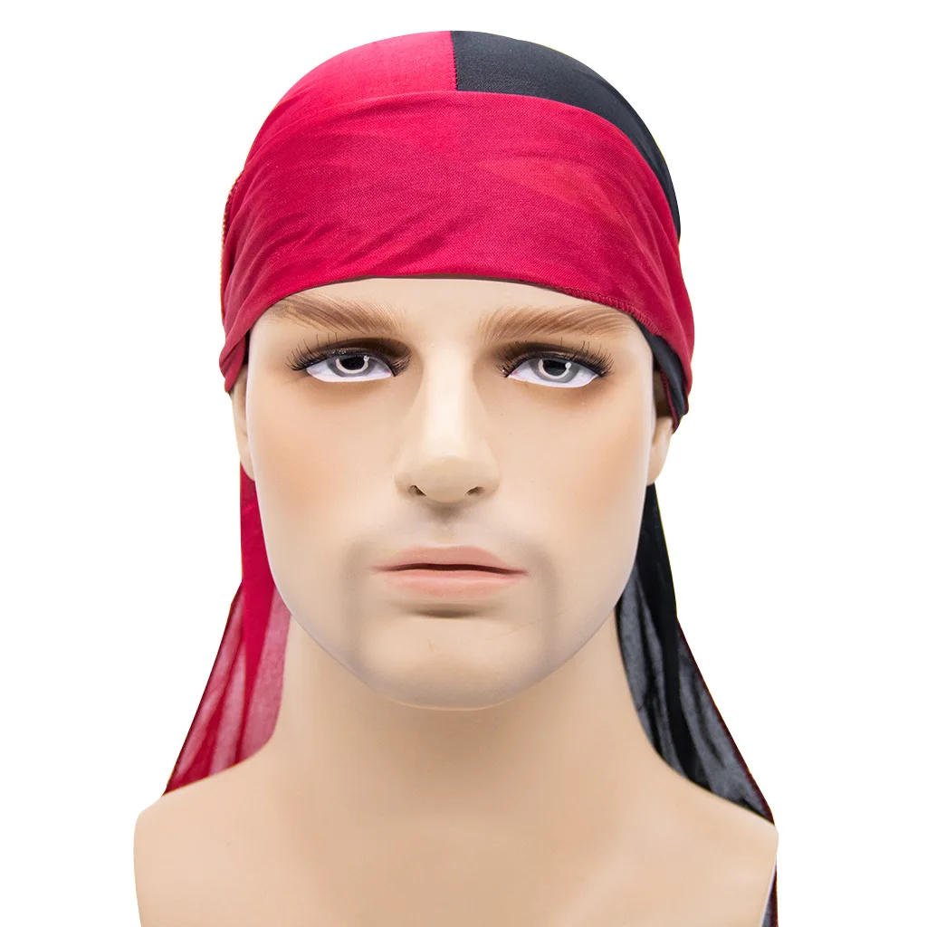 MWYS Durag de cetim sedoso e gorro conjunto de 2 peças masculino longo  envoltório de cabeça e boné de dormir feminino chapéu pirata de pano (cor:  azul royal, tamanho: tamanho serve para