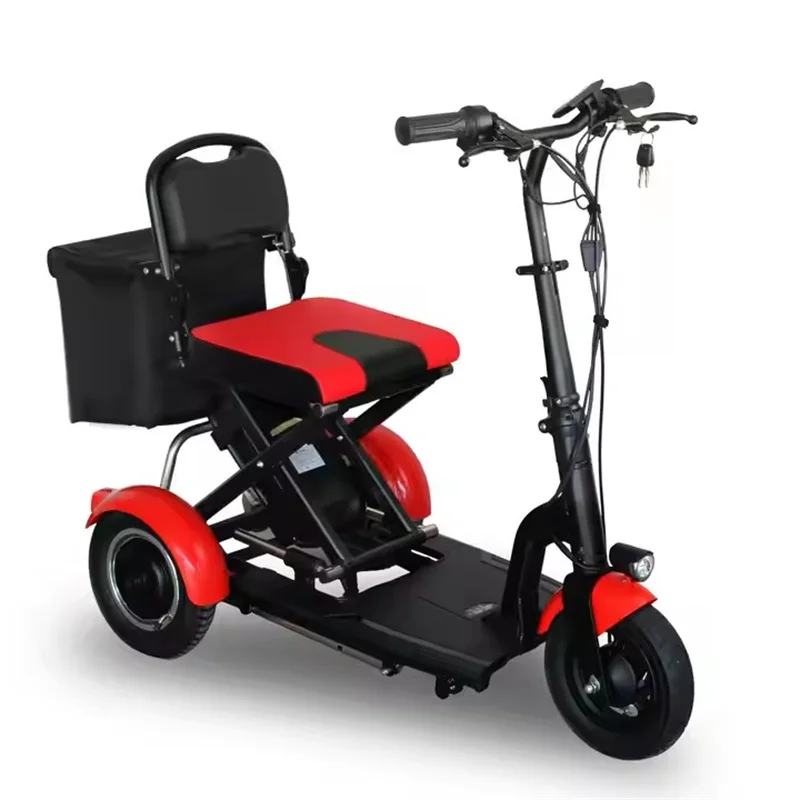 48V 600W Travel Electric Scooter Dual Motor Foldable With Seat Adults 10 Inch Folding Electric Tricycle 3 Wheel