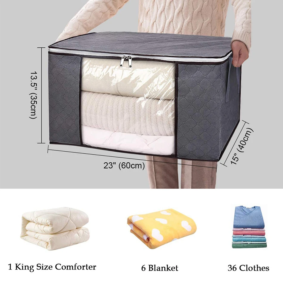 Folding Zippered Clothes Bed Sheet Quilt Storage Bag Holder
