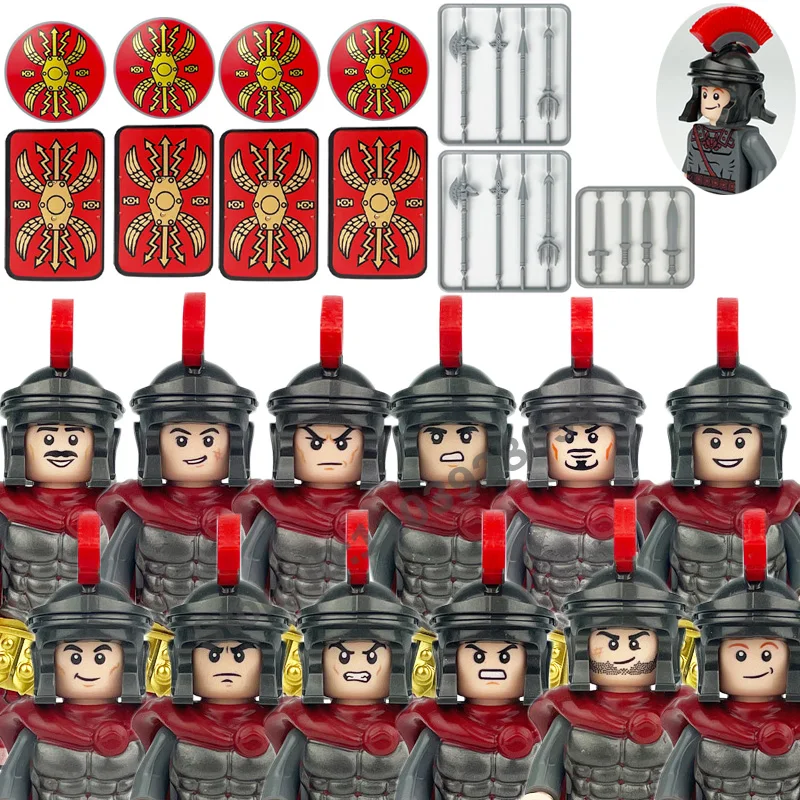 어린이 장난감 중세 로마 군단 병사 피규어 블록 성 기사 전사 바이킹 전차 방패 브릭 선물
