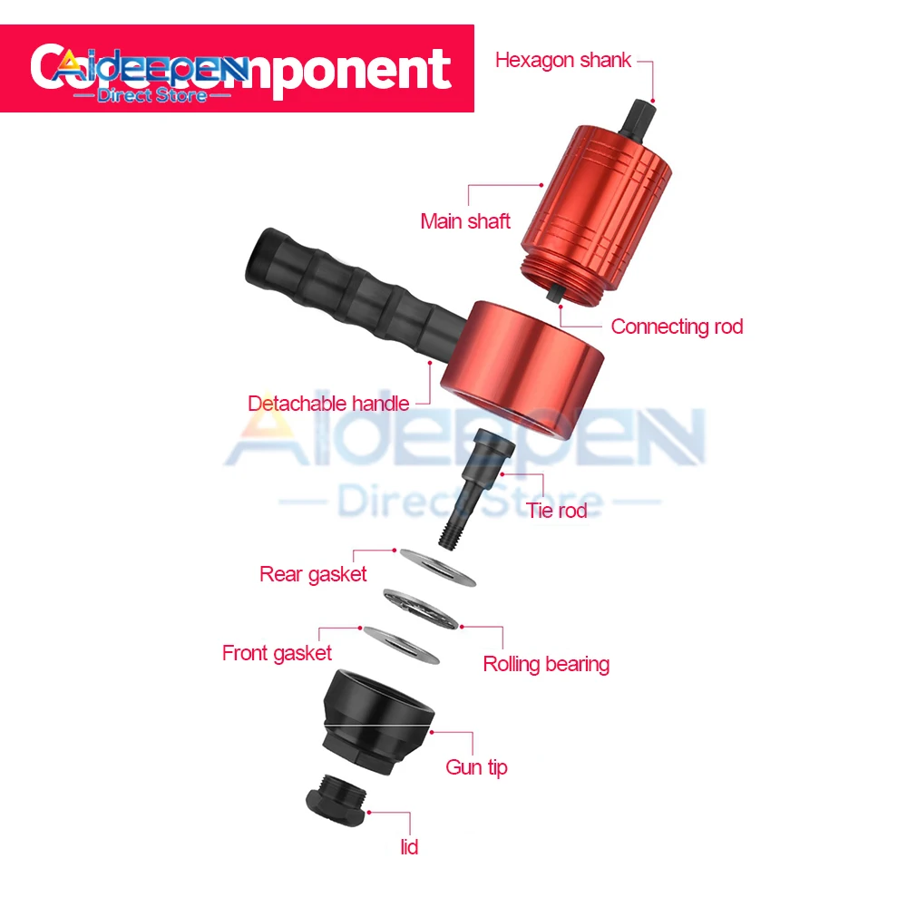 Rivet Gun Rivet Nut Tool Electric Rivet Gun Removable Electric M3~M8 Rivet Nut Tool Adapter Insert Nut Pull Riveting Tool for Drill/Hand Wrench