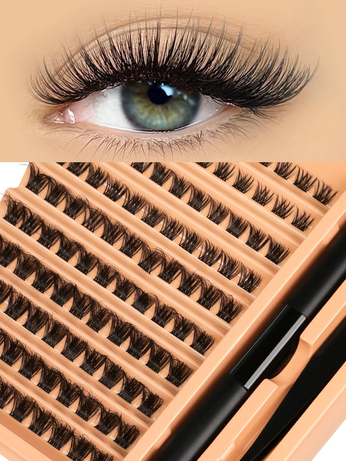 GROINNEYA Clusters Lashes Kit DIY Eyelashes Lash Clusters Set Eyelash Extension Kit Lash Bond And Seal And Eyelash Tweezers 37