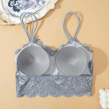 Women Sexy Lace Bras Top Comfortable Bralette Solid Color Underwear Female Hollow Out Wireless Breathable Lingerie Seamless Bra 4