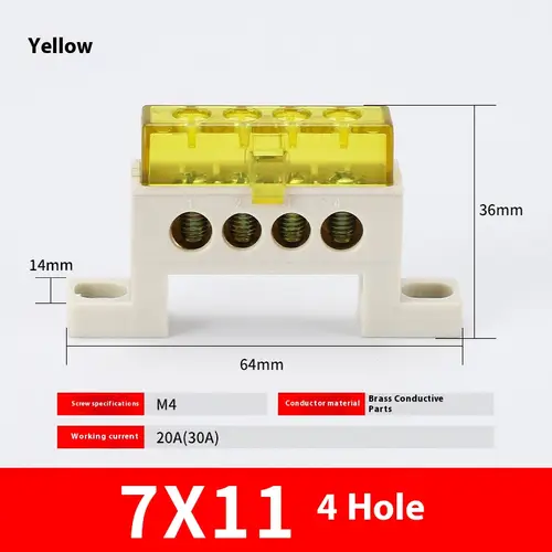 Zero wire terminal 3/4/5/6/7/10-Hole Distribution Box Terminal Block dustproof Ground Copper Bar Bridge type Busbar With cover - Image 18