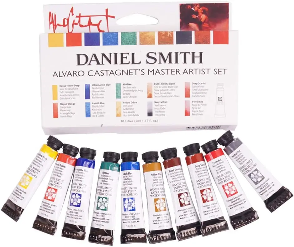 

DANIEL SMITH Watercolor Paint 6/10 Tubes 5ml Extra Fine Essentials Introductory /Alvaro Castagnet /Jean Haines Master Artist Set