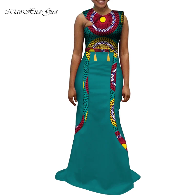 African Dresses for Women African Print Sleeveless Long Dashiki Dress Robe Africaine Wedding Maxi Dress Plus Size WY7664 african suit Africa Clothing
