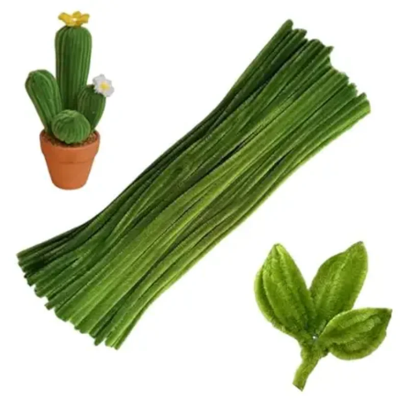 Pipe Cleaners Chenille Stem Green Color Pipe Cleaners Set for DIY Arts Chenille Stems 100 Pieces chenille pipe cleaners chenille craft supplies