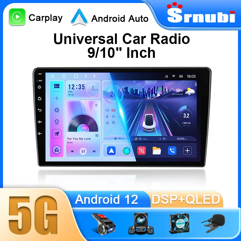 Car Radio Android 12 Universal Multimedia Video Player 2Din Carplay GPS Navigaion 9/10 Head Unit for Nissan Kia Honda Toyota VW