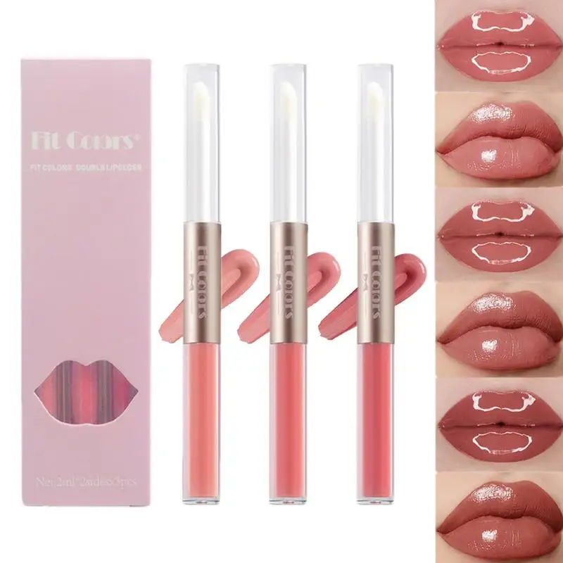 

Double Head Lip Gloss Matte Velvet Sexy Red Tint Liquid Lipstick Waterproof Lipgloss Lasting Lip Glaze