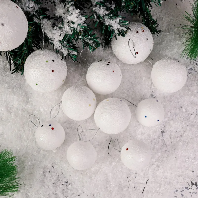 White Foam Christmas Balls Ornaments for Xmas Tree Hanging Pendant Ball Holiday New Year Wedding Party Home Decoration Supplies